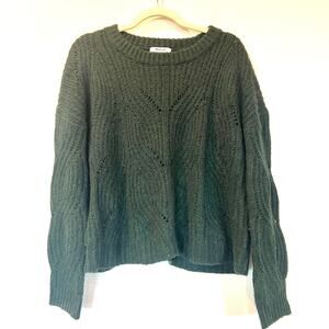 Madewell Everett Cable Knit Sweater Wool Alpace Blend Heather Pine Green Medium